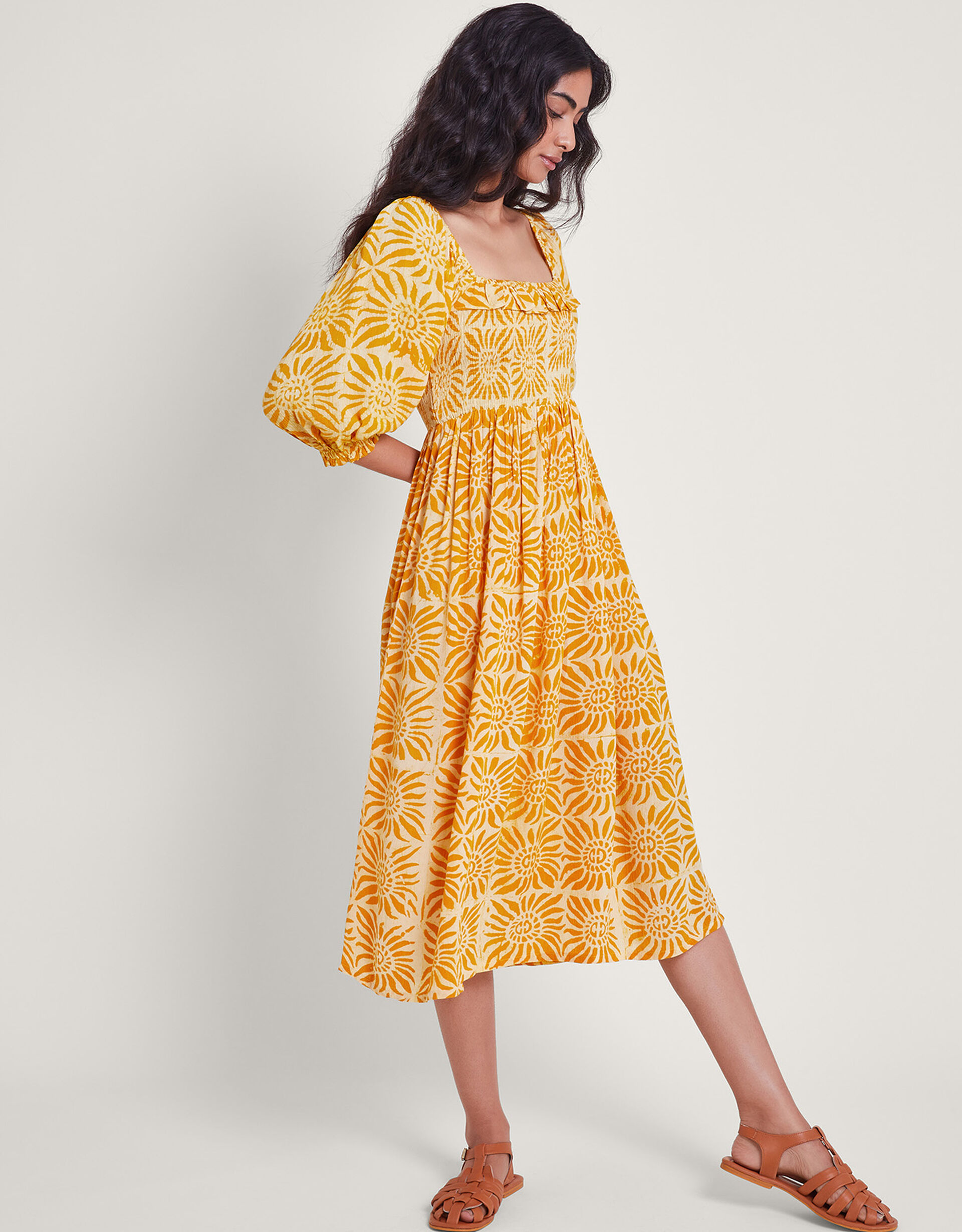 WUNTIA Hi-Lo dress in batik - orange main image 0